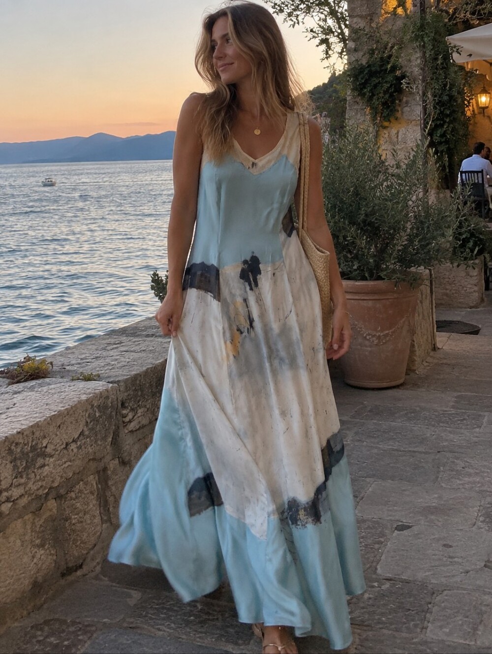 Aventures Des Toiles Maxi Dress Wearable Art Piece